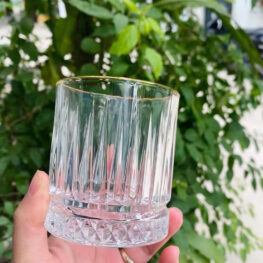 Bộ 6 Ly Đáy Kim Cương Trắng Trong Viền Vàng - Cốc Thủy Tinh Cao Cấp 340ml - LTTDKC01