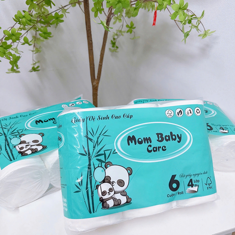 Combo 2 Túi 6 Cuộn Giấy Vệ Sinh Mombaby Xanh - Giấy Cuộn Đa Năng