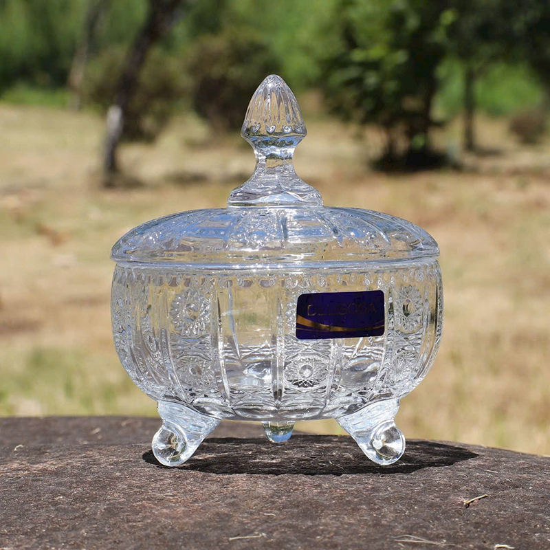 Kho sỉ thố Thủy Tinh 3 Chân Deli Tg15 - Hộp Thủy Tinh Đựng Mứt Bánh Kẹo 450ml 14x12cm