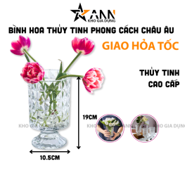 Bình Hoa Thủy Tinh - Lọ Hoa Mang Phong Cách Châu Âu Sang Trọng 19x10.5cm - BHTT04