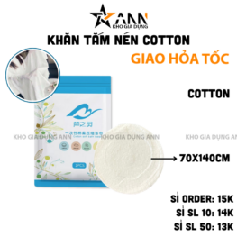 Khăn Tắm Nén Du Lịch Dùng Một Lần - Khăn Tắm Cotton Dạng Viên Nhỏ Gọn 70x140cm - KTN01