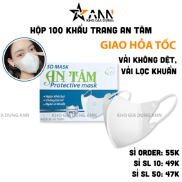 Hộp 100 Khẩu Trang Y Tế An Tâm - Khẩu Trang 3D - KTYT01