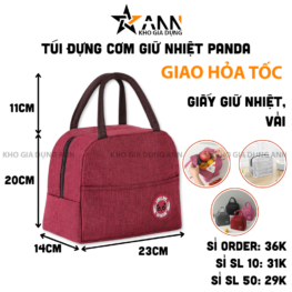 Túi Đựng Cơm Giữ Nhiệt Panda - Túi Đựng Cơm Văn Phòng 20x14x23cm - TDCGN01