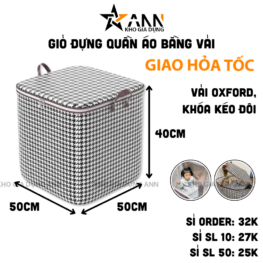Giỏ Đựng Quần Áo Bằng Vải 100L - Túi Đựng Chăn Màn Đa Năng - Có Thể Gấp Gọn Cất Trữ Đồ 50x50x40cm - DDQA01