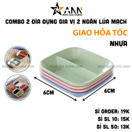 Combo 2 Chén Đựng Gia Vị 2 Ngăn - Chén Đựng Nước Chấm Bằng Nhựa Cao Cấp 6x6cm - CDGV04