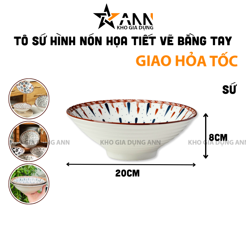 26052_381_20250320115544.png Tô Sứ Hình Nón Họa Tiết Vẽ Bằng Tay Cao Cấp 20x20x8cm - TSHN01
