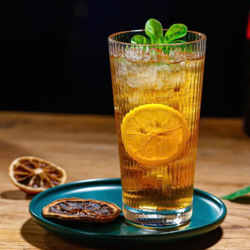 Bộ 6 Cốc Thủy Tinh Sọc Cao Sang Trong - Ly Thủy Tinh 333ml 14.3x7.4cm