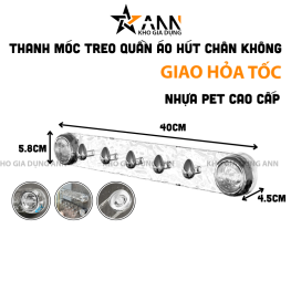 Thanh Móc Treo Quần Áo Nhà Tắm Hút Chân Không Siêu Chịu Lực - Móc Treo Đồ Đa Năng Hít Tường Nhà Bếp 40x4,5x5,8cm - MTQACT02