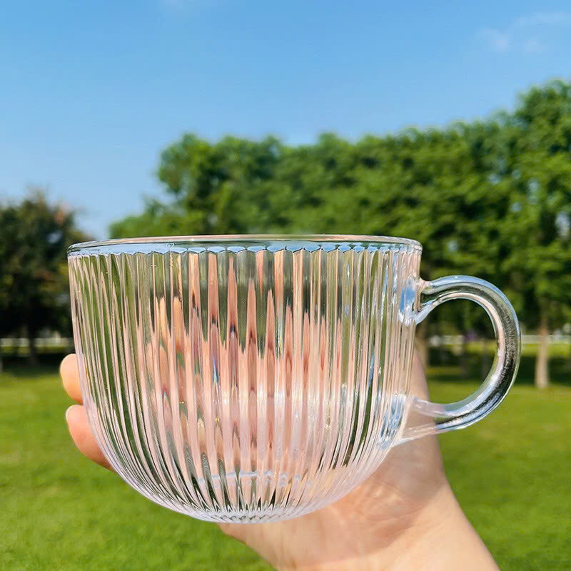 Giá sỉ combo 2 Ly Thuỷ Tinh Hình Bầu Đế Sọc - Ly Thủy Tinh Cao Cấp 400ml 8.2x9.6x10.1cm