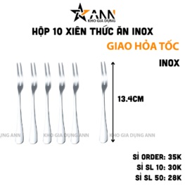 Hộp 10 Xiên Thức Ăn Inox - Nĩa Xiên Hoa Quả Mứt 13.4cm - XTA01