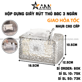 Hộp Đựng Giấy Rút Thỏ Bạc 3 Ngăn Cao Cấp 10.5x12.5x18.5cm - HDGR01