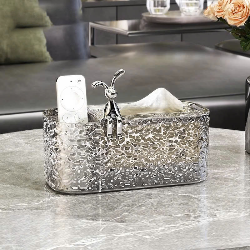 Sỉ hộp Đựng Giấy Rút Thỏ Bạc 3 Ngăn Cao Cấp 10.5x12.5x18.5cm