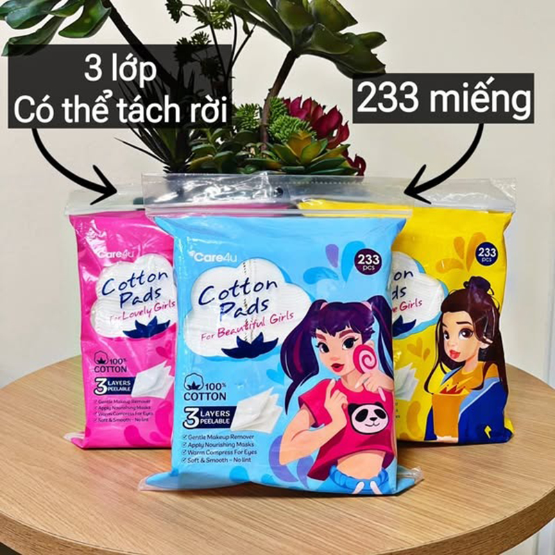 26134_448460058-879294734216619-600303_20250311184513-2.jpg Bông Tẩy Trang Vuông Care4u Cotton Pads For Lovely Girl - 233 Miếng - 4973560041652
