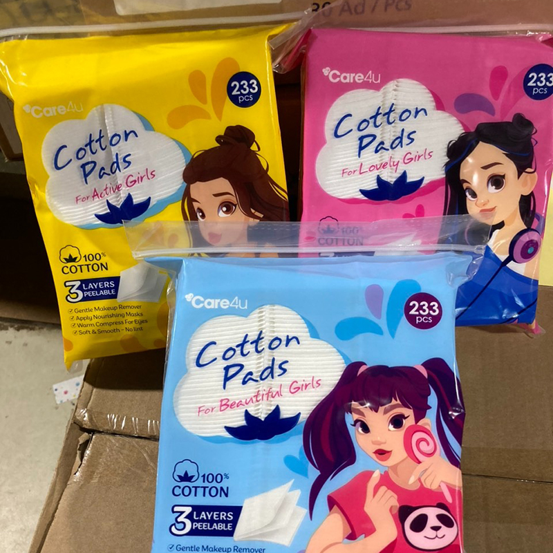 Bông Tẩy Trang Vuông Care4u Cotton Pads For Lovely Girl - 233 Miếng