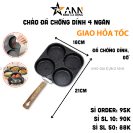 Chảo 4 Ngăn Xài Được Tất Cả Loại Bếp - Chảo Đá Chống Dính Cao Cấp 21x18cm - C4NCD01