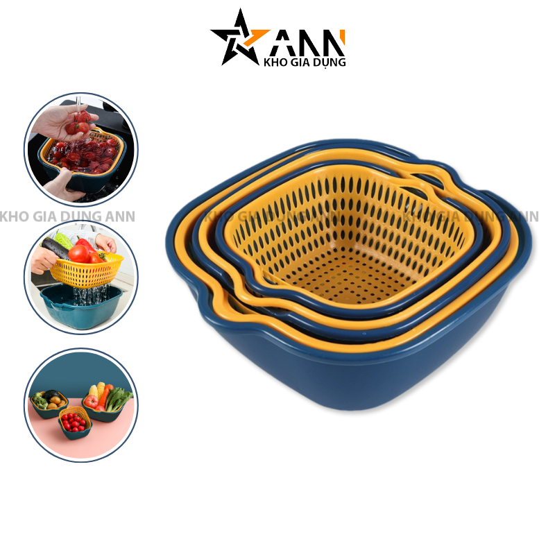 26198_2_20250401111348-1.png Bộ Rổ 6 Món Kèm Chậu Chất Liệu Nhựa Cao Cấp - Bộ Thau Rổ Đựng Rau Củ Quả 25x25x10cm, 21x21x8cm, 17x17x7cm - RCDRC01