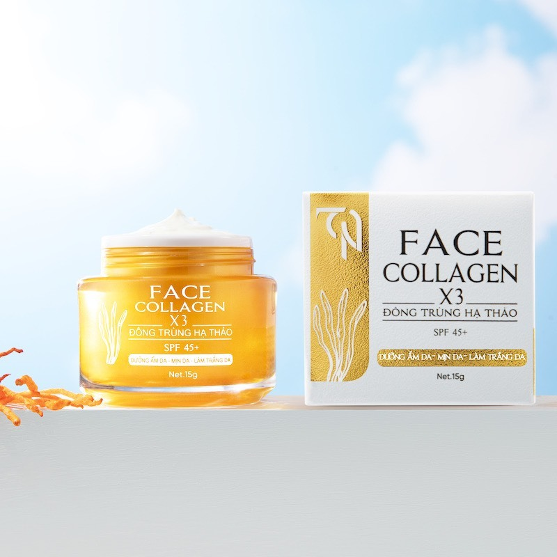 COMBO 7 SẢN PHẨM Collagen X3( 2 FACE NGÀY + 2 FACE ĐÊM+ CHỐNG NẮNG+ SERUM) Mỹ Phẩm Đông Anh