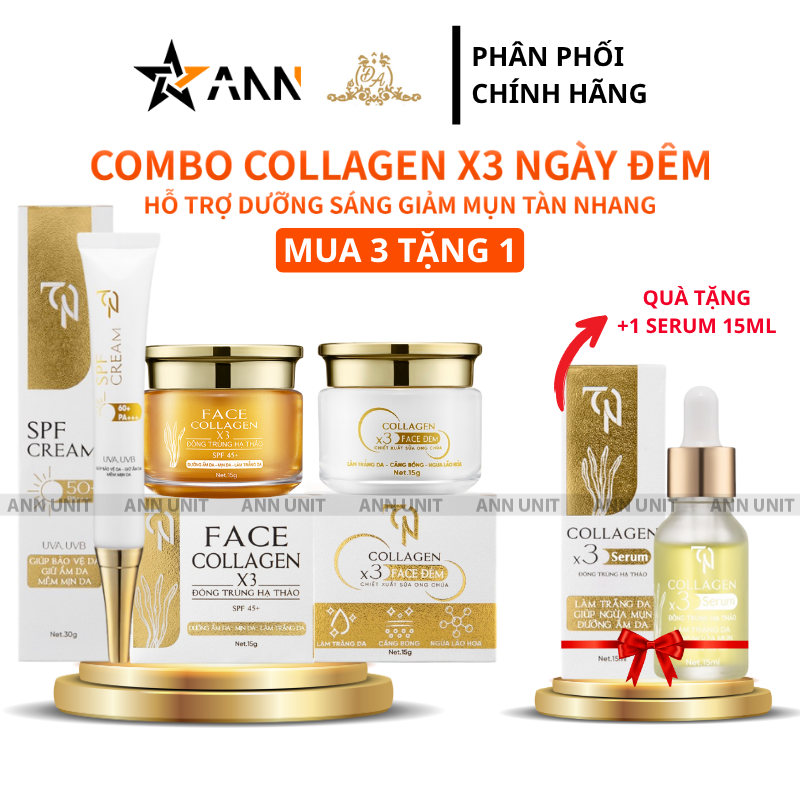 26376_123-25_20251103115530-1.png COMBO 5 SAN PHAM Collagen X3 ( FACE NGÀY+ FACE ĐÊM+ CHỐNG NẮNG + SERUM) Mỹ Phẩm Đông Anh - COMBO5SANPHAM