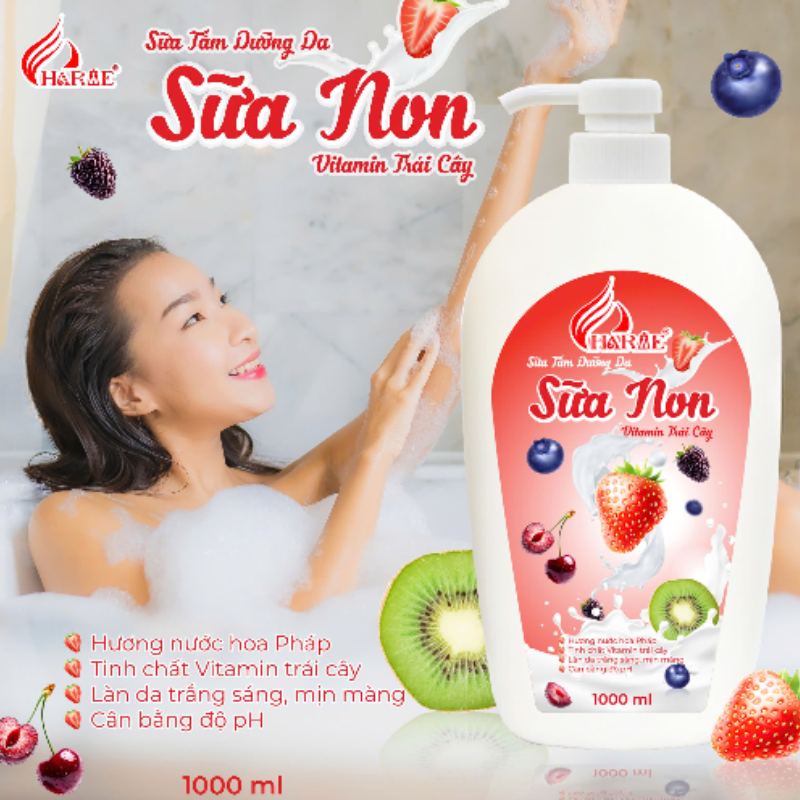 Sữa Tắm Charme Sữa Non Vitamin Trái Cây Hỗ Trợ Cấp Ẩm Dưỡng Sáng Da 1000ml