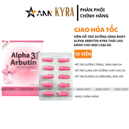 Viên Bột Kích Trắng Body Kyra Alpha Arbutin 3 Plus+ Thái Lan Phiên Bản Mới - Hộp 10 Viên - VBKTKRPBM