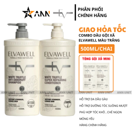 Combo Dầu Gội Xã Elvawell Màu Trắng 500ml Hỗ Trợ Nuôi Dưỡng Tóc Suôn Mượt Và Giảm Gàu - Tặng Gói Test Mini - CBELVAWELLTRANG