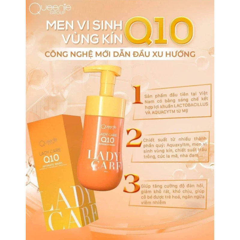 Dung Dịch Vệ Sinh Phụ Nữ Lady Care Q10 Queenie Skin 120ml - Hỗ Trợ Cấp Ẩm Làm Sạch Dịu Nhẹ