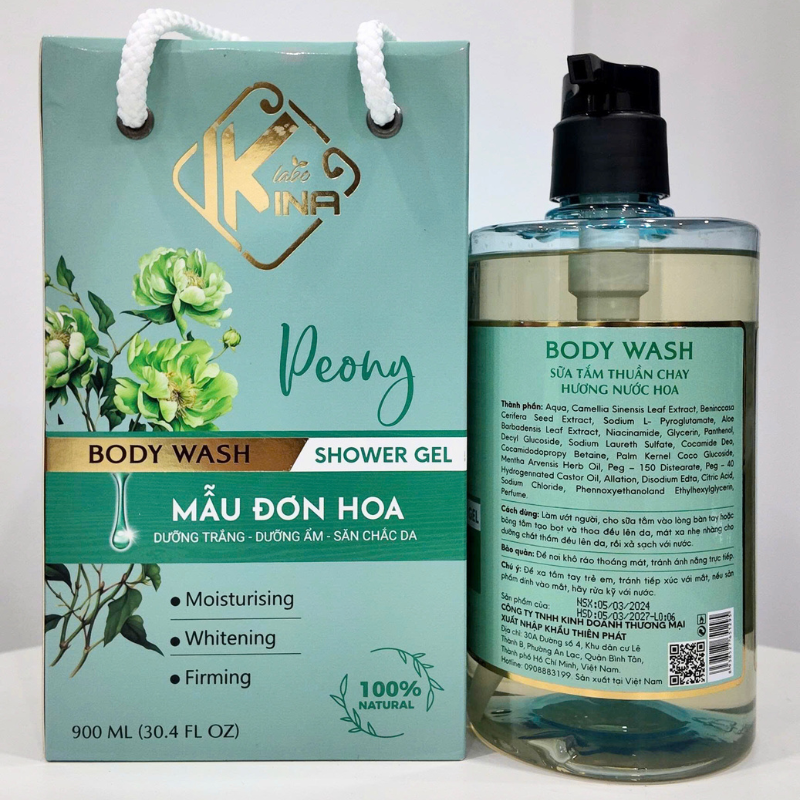 26501_30_20250729093631-3.png Sữa Tắm Kina Hương Nước Hoa Mẫu Đơn 900ml - Hỗ Trợ Cấp Ẩm Dưỡng Sáng Da Mịn Màng - Tặng Kèm 1 Bông Tắm - 8938527651295