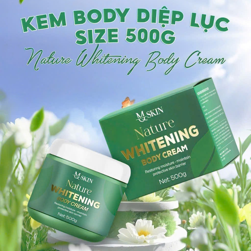 Kho sỉ kem Body Diệp Lục Mq Skin 500g - Kem Body Mqskin Nature Whitening Body Cream Chính Hãng