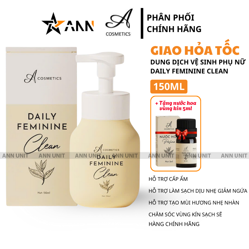 26602_1_20250827164850.png Dung Dịch Vệ Sinh A Cosmetics Daily Feminine Clean 150ml - Tặng Nước Hoa Vùng Kín 5ml - DDVSAC