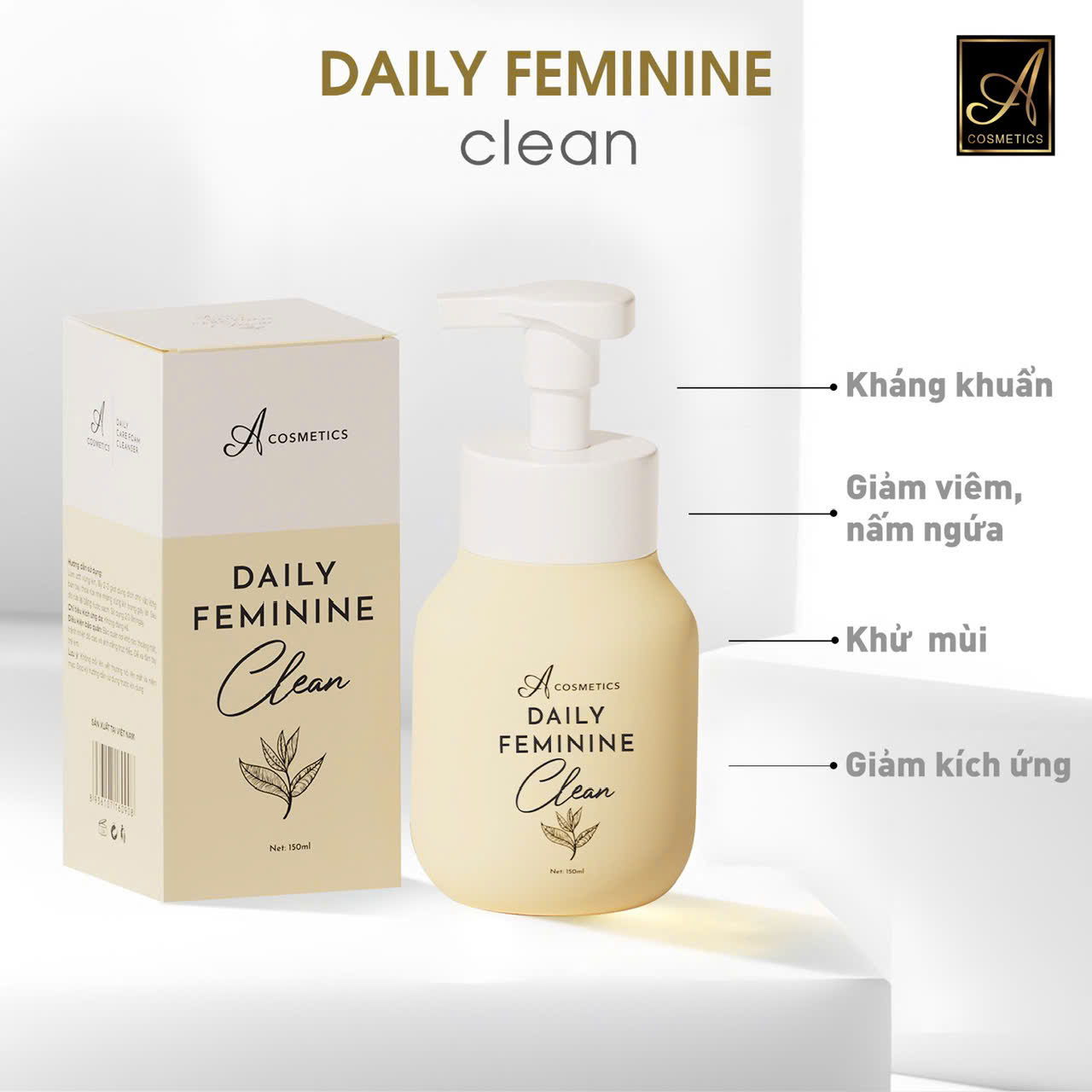 Kho sỉ dung Dịch Vệ Sinh A Cosmetics Daily Feminine Clean 150ml - Tặng Nước Hoa Vùng Kín 5ml