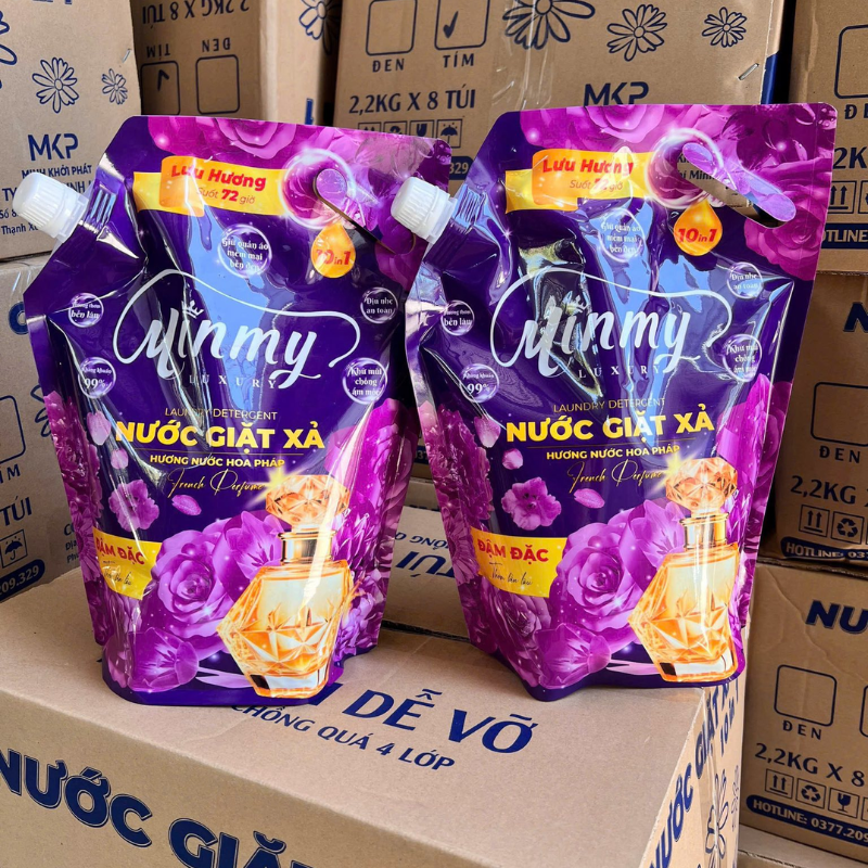 Combo 2 Túi Nước Giặt Xả Minmy Màu Tím Hoặc Hồng 2,2kg/Túi