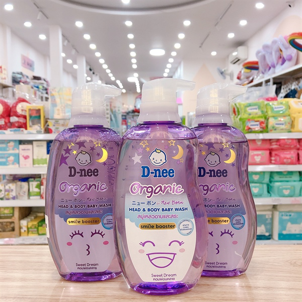 Sữa Tắm Gội Toàn Thân Cho Bé Sơ Sinh Dnee Organic Màu Tím 380ml