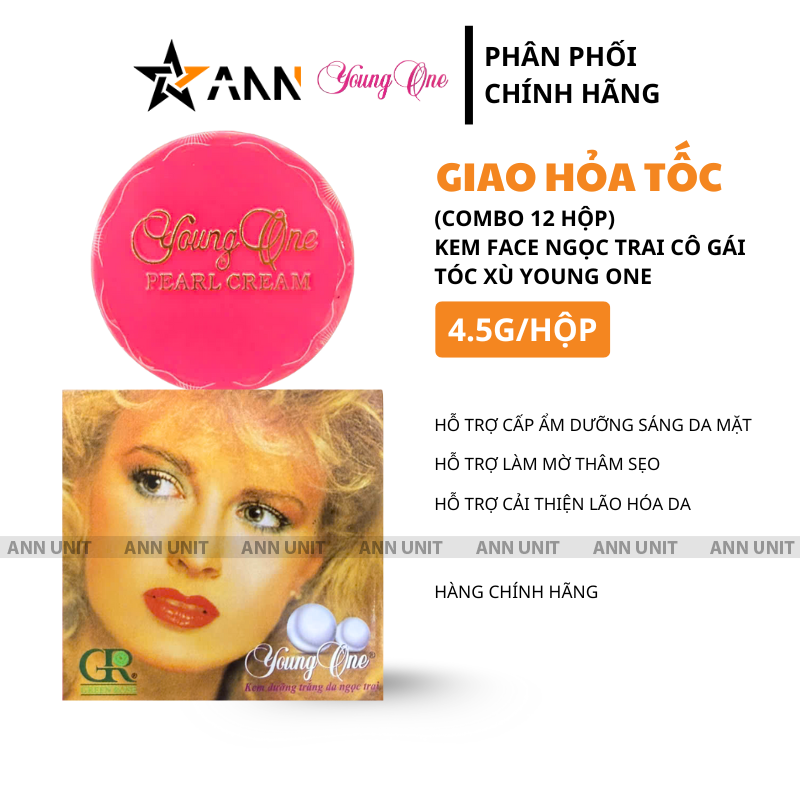 Combo 12 Hộp Kem Face Dưỡng Trắng Da Ngọc Trai Cô Gái Tóc Xù Young One 4.5g/Hộp