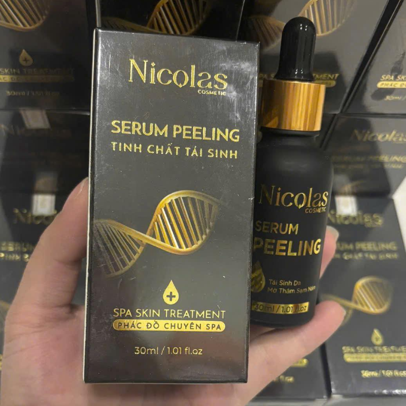 Sỉ combo Tái Sinh Nicolas - Serum Peeling 30ml & Kem Face Men Tảo Xanh Collagen 5g