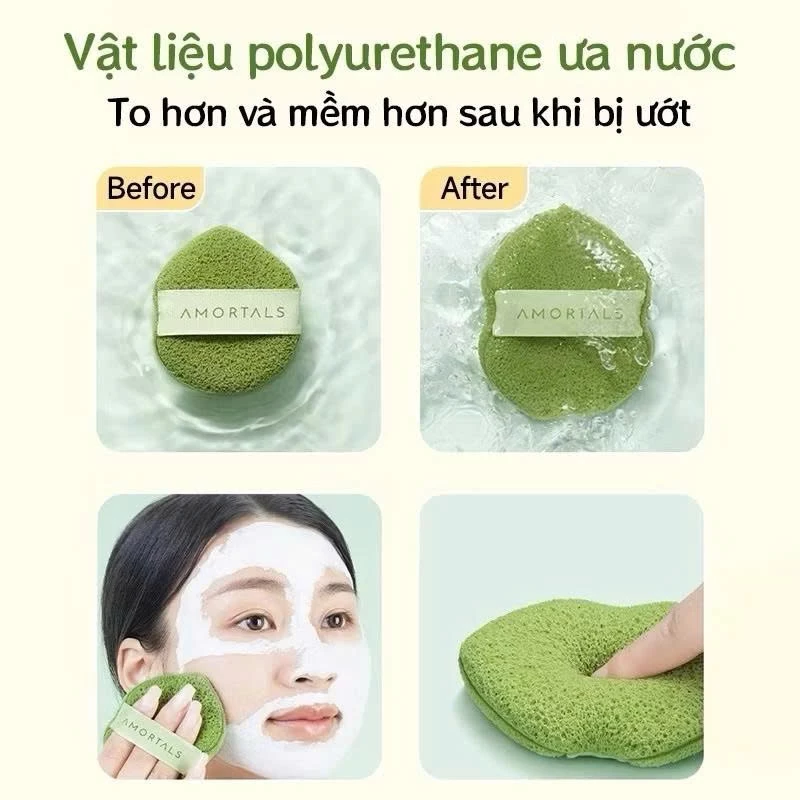 Sỉ hộp 3 Miếng Bông Mút Rửa Mặt Bọt Biển Amortals (Có Chữ)