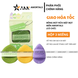 Hộp 3 Miếng Bông Mút Rửa Mặt Bọt Biển Amortals (Có Chữ) - BMAMORTALS