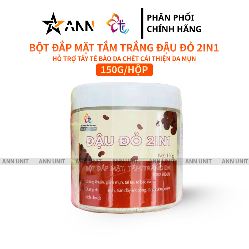 26807_12_20250929122646-1.png Bột Đắp Mặt Tắm Trắng Da Đậu Đỏ 2in1 Nguyên Chất T&T Beauty 150g/Hộp - 8936148011511