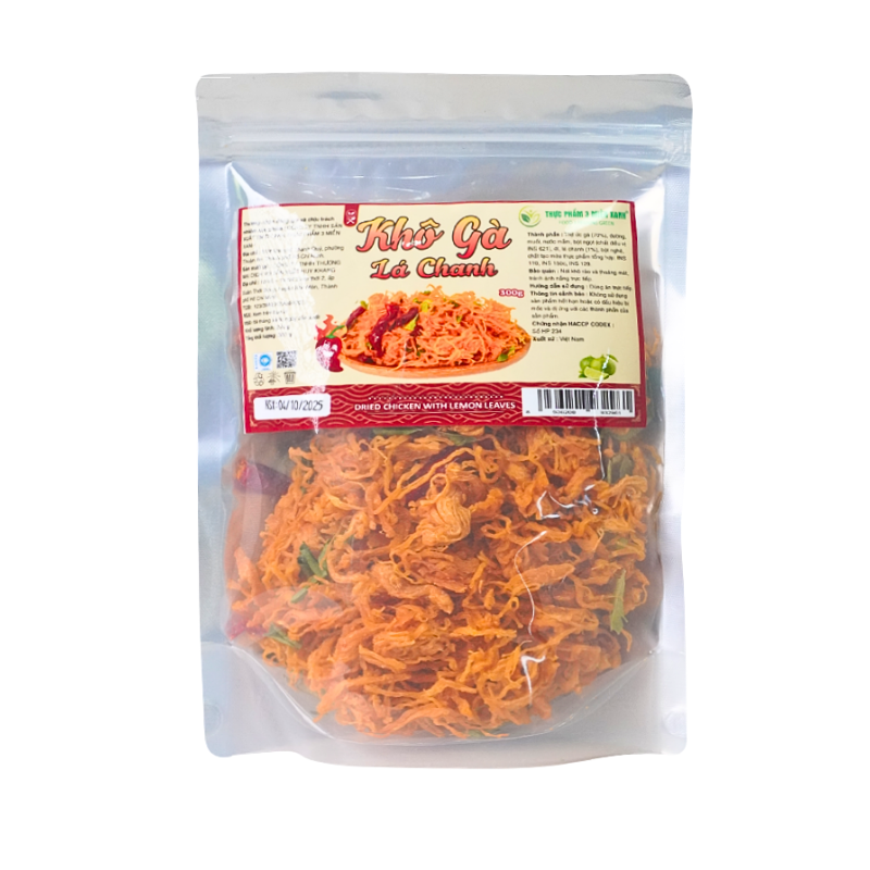 Khô Gà Lá Chanh 300g Thơm Ngon Túi Zip
