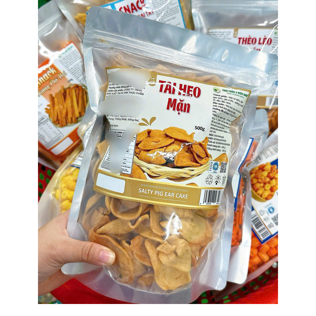 Tai Heo Mặn 500g Giòn Ngon Túi Zip