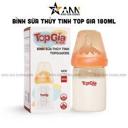 Bình Sữa Thủy Tinh Top Gia Kid 180ml Núm Ti Silicone Mềm - BSCB01