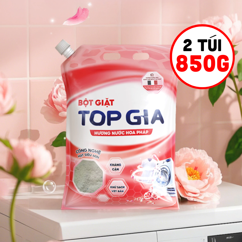 Combo 2 Túi Bột Giặt Quần Áo Top Gia 850g/Túi Hương Nước Hoa Pháp