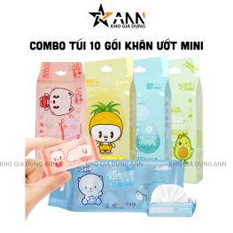 Túi 10 Khăn Ướt Bỏ Túi Du Lịch - Khăn Giấy Ướt Mini Ngẫu Nhiên - Chất Liệu Vải Không Dệt - KUBTMN02