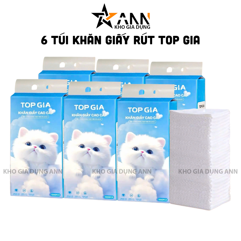 Set 6 Túi Khăn Giấy Rút Treo Tường Màu Xanh Có 4 Lớp Top Gia