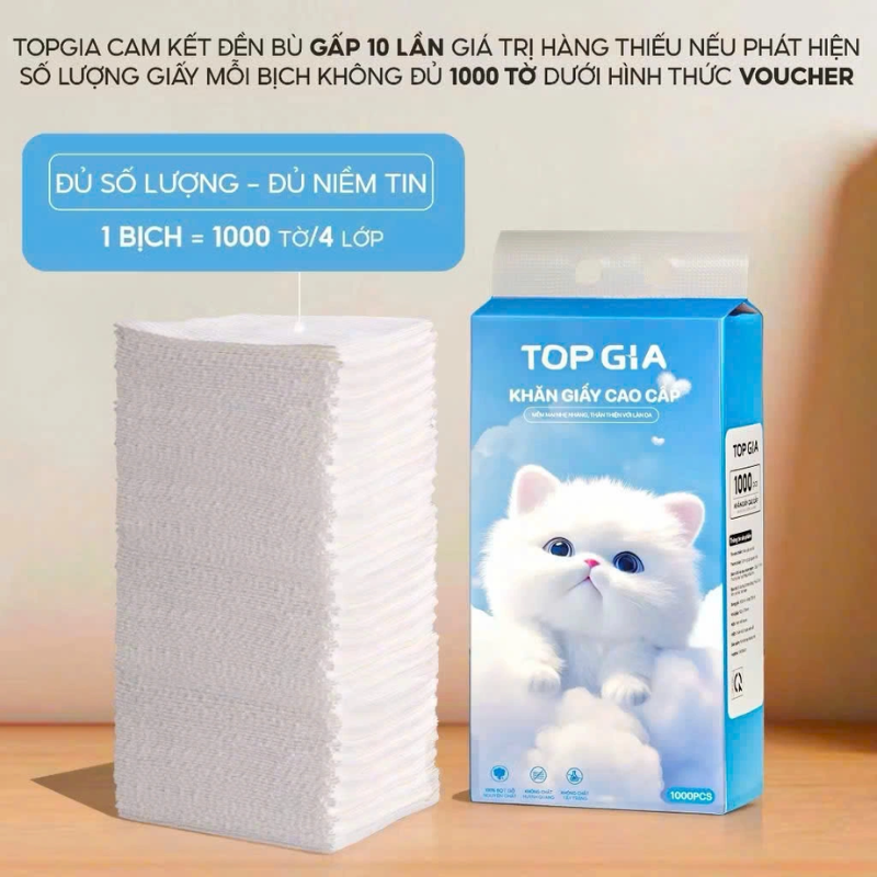 Set 6 Túi Khăn Giấy Rút Treo Tường Màu Xanh Có 4 Lớp Top Gia