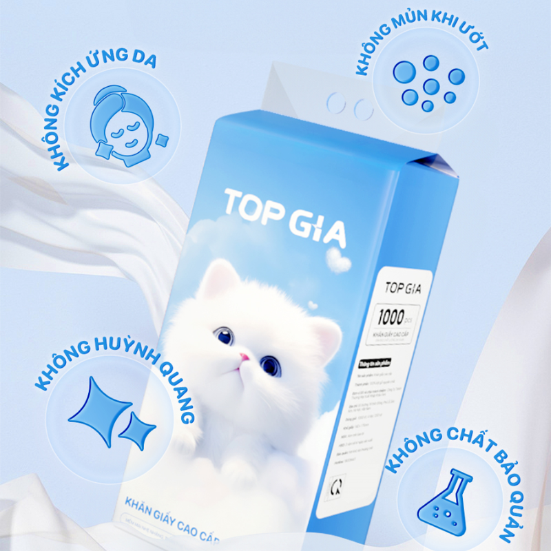 Set 6 Túi Khăn Giấy Rút Treo Tường Màu Xanh Có 4 Lớp Top Gia