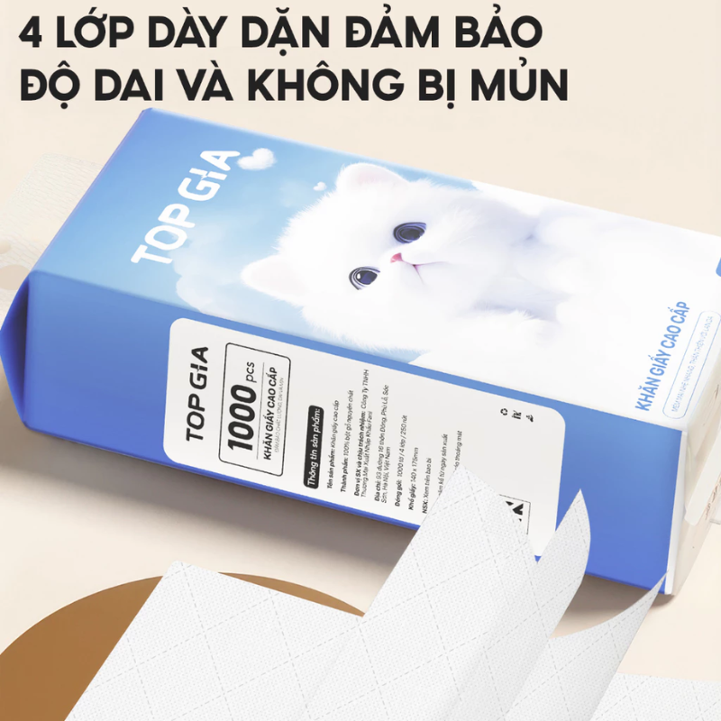 Set 6 Túi Khăn Giấy Rút Treo Tường Màu Xanh Có 4 Lớp Top Gia