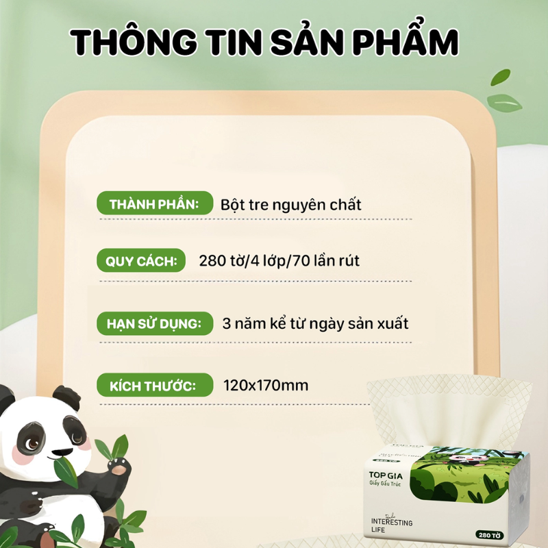 1 Thùng 46 Gói Khăn Giấy Ăn Gấu Trúc Top Gia Loại Nhỏ