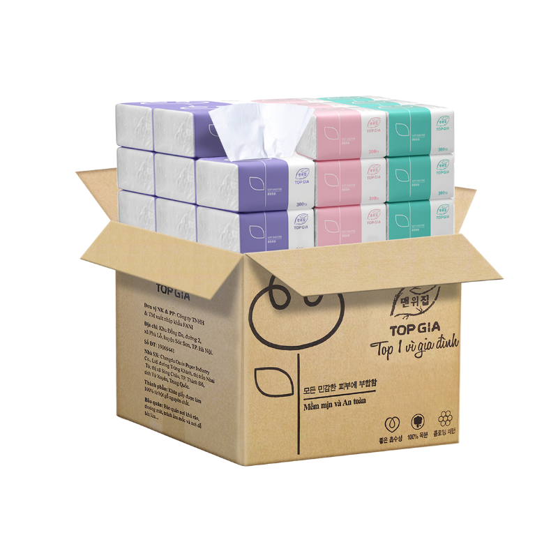1 Thùng 30 Gói Khăn Giấy Ăn 3 Màu Top Gia Loại Nhỏ