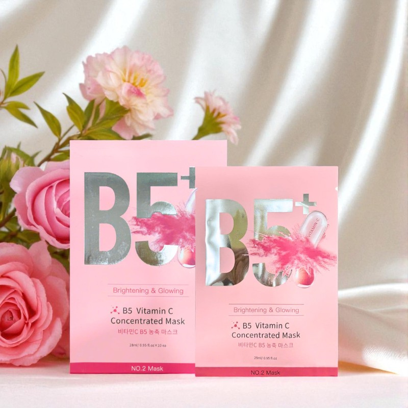 Hộp 10 Miếng Mặt Nạ Phục Hồi B5+ Vitamin C Concentrated Mask 28ml/Miếng - Màu Hồng