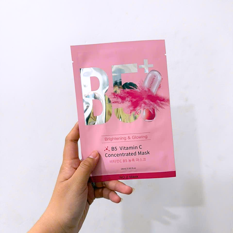 Hộp 10 Miếng Mặt Nạ Phục Hồi B5+ Vitamin C Concentrated Mask 28ml/Miếng - Màu Hồng